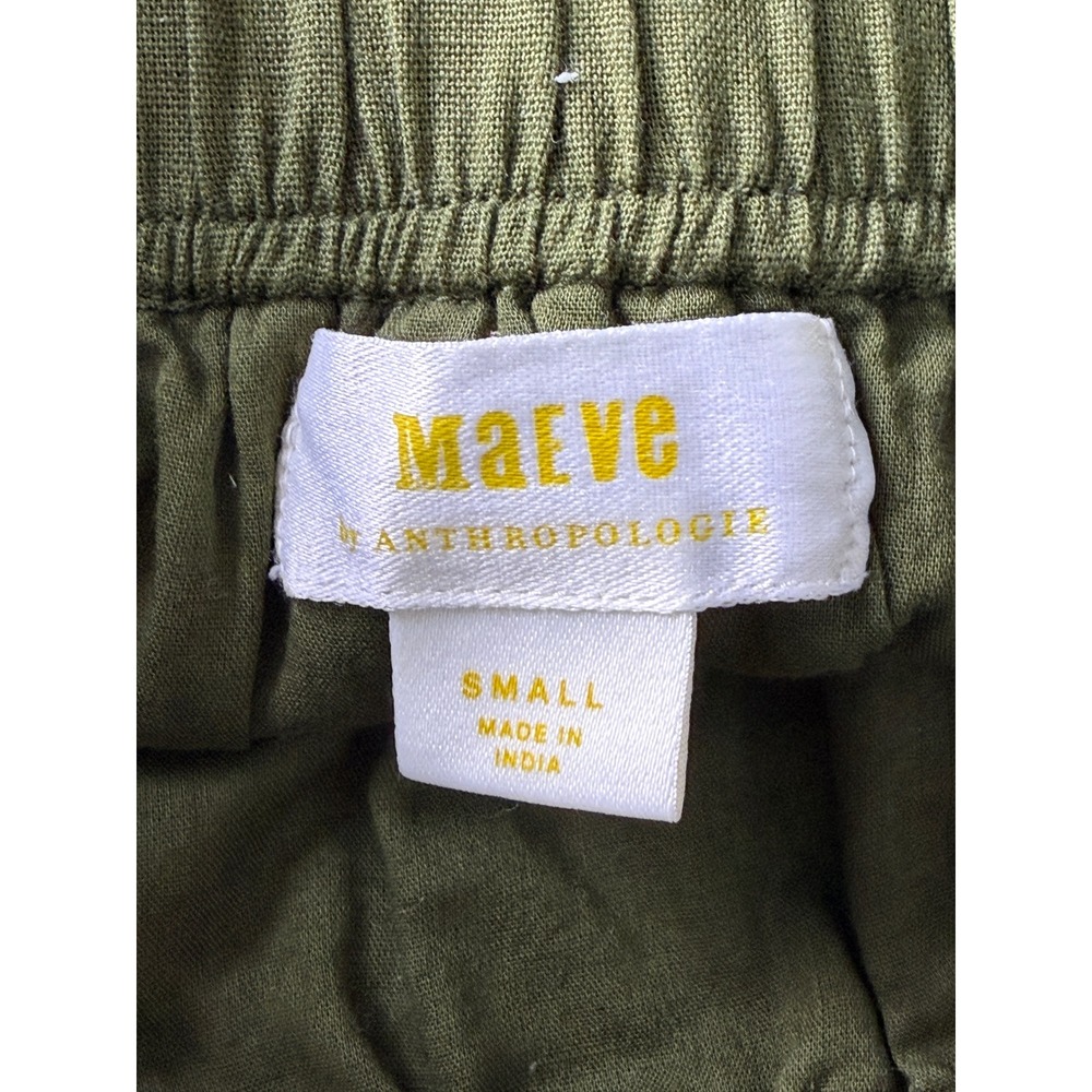 Maeve Abstract Embroidered Mini Skirt Womens S Green Anthropologie Linen Boho - Picture 9 of 12